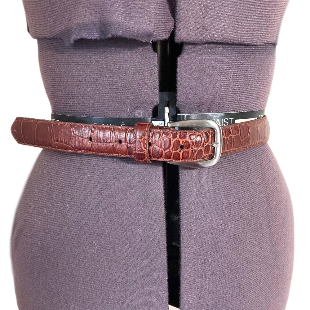 St Johns Bay Croc Embossed Leather Belt Size M
